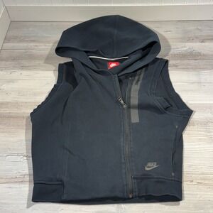 Nike Tech Fleece Hooded Vest Side Zip Size Large Full Zip Sleeveless Athletic‎ M